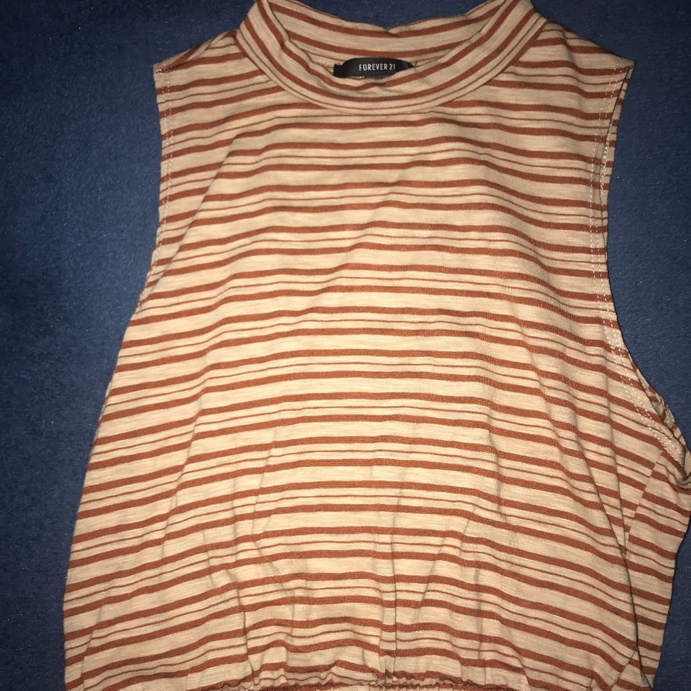Striped Mock Neck Crop Top
